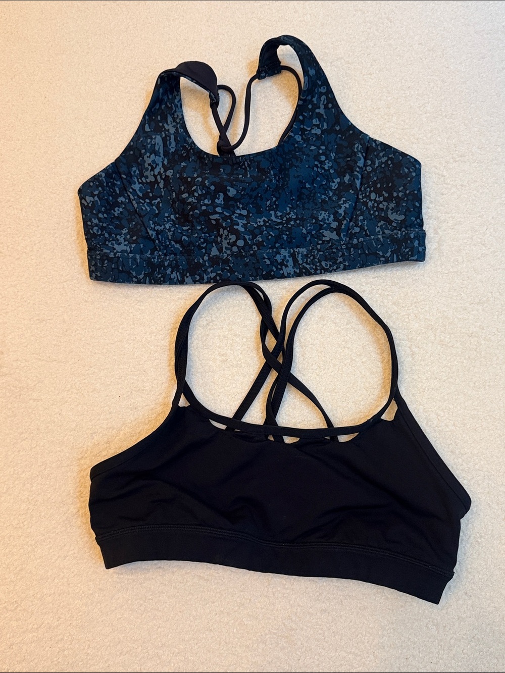 soulcycle Black & Navy Patterned Sports Bra Set
